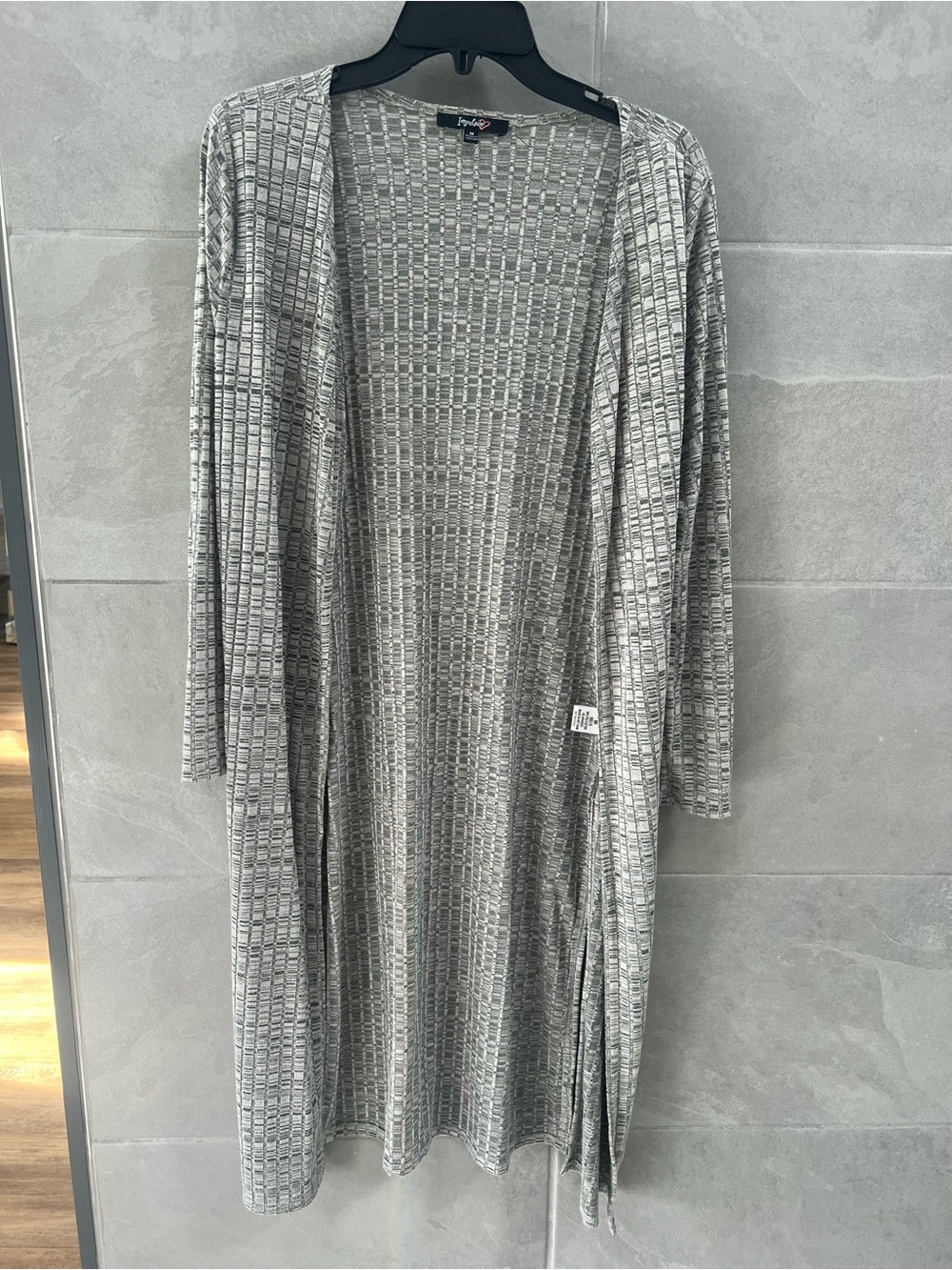 Perception Long Open-Front Lightweight Cardigan - Gray